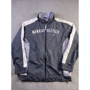 Vintage Nike Track Jacket Women's L 14-16 Full Zip Spellout 90s Gray Gym Train